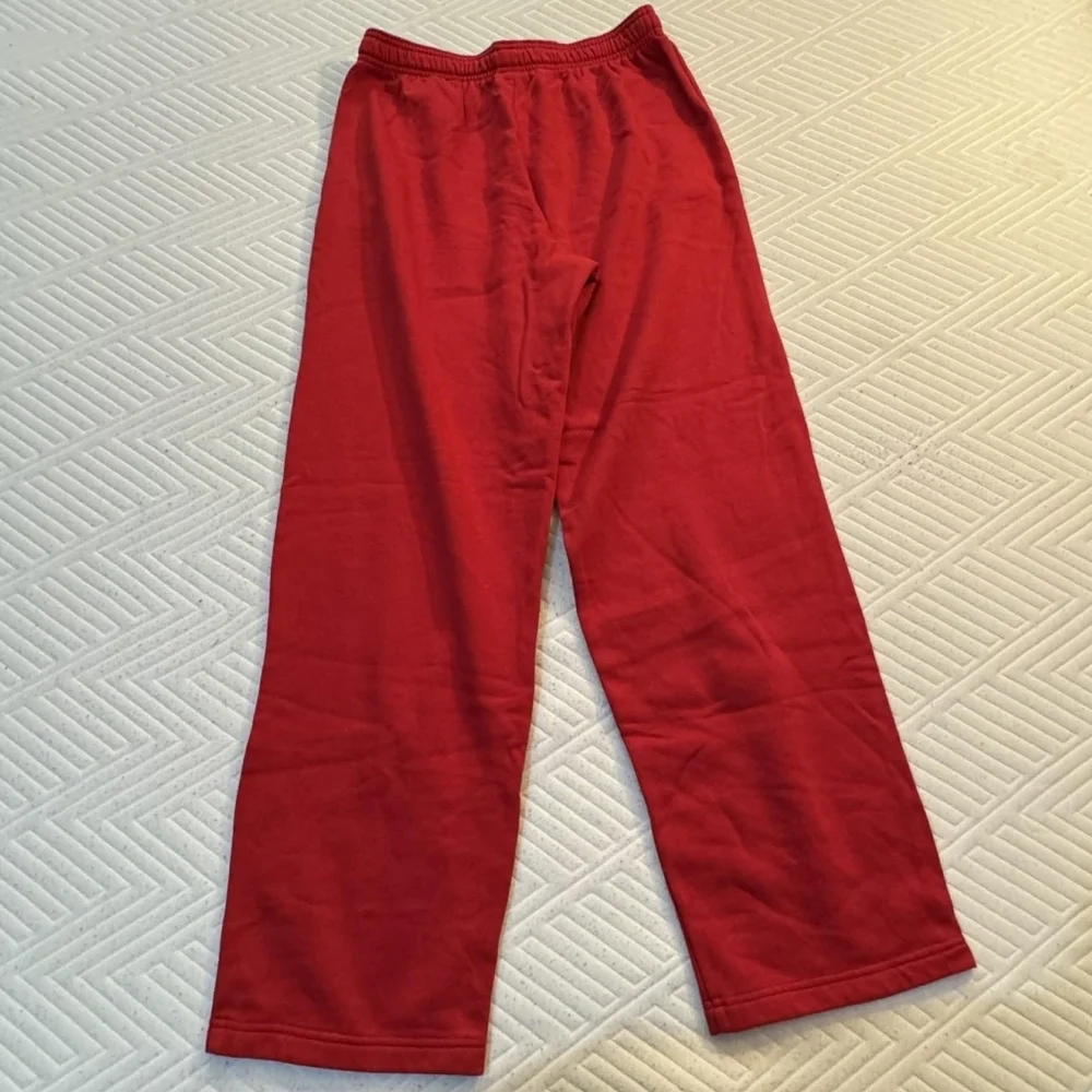 Adidas Red Straight Leg Sweatpants Men's Medium M Pockets Drawstring Logo EUC